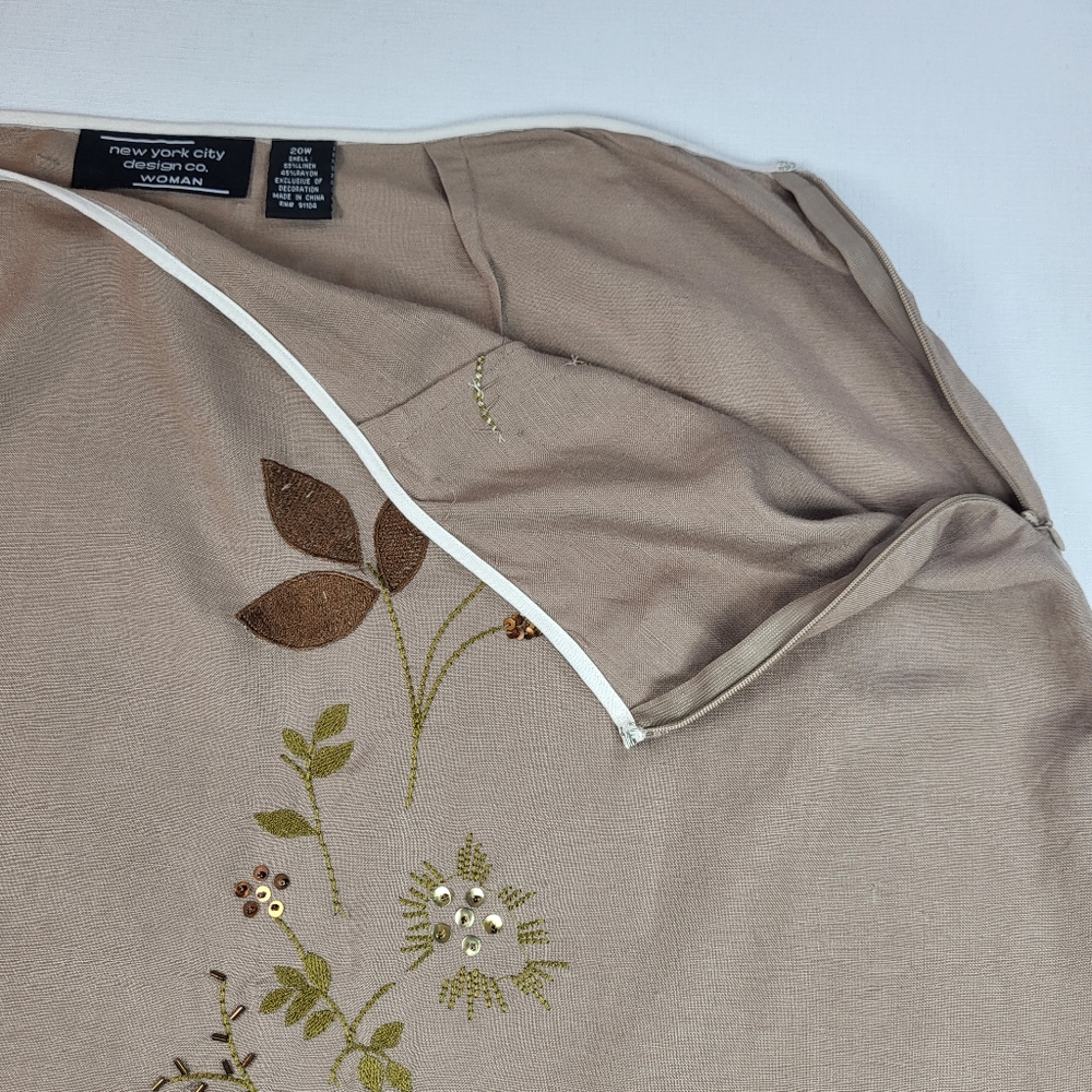 New York City Design Co Linen Blend SKIRT Womens Sz 20W Floral Beaded Embroidery - Picture 10 of 15